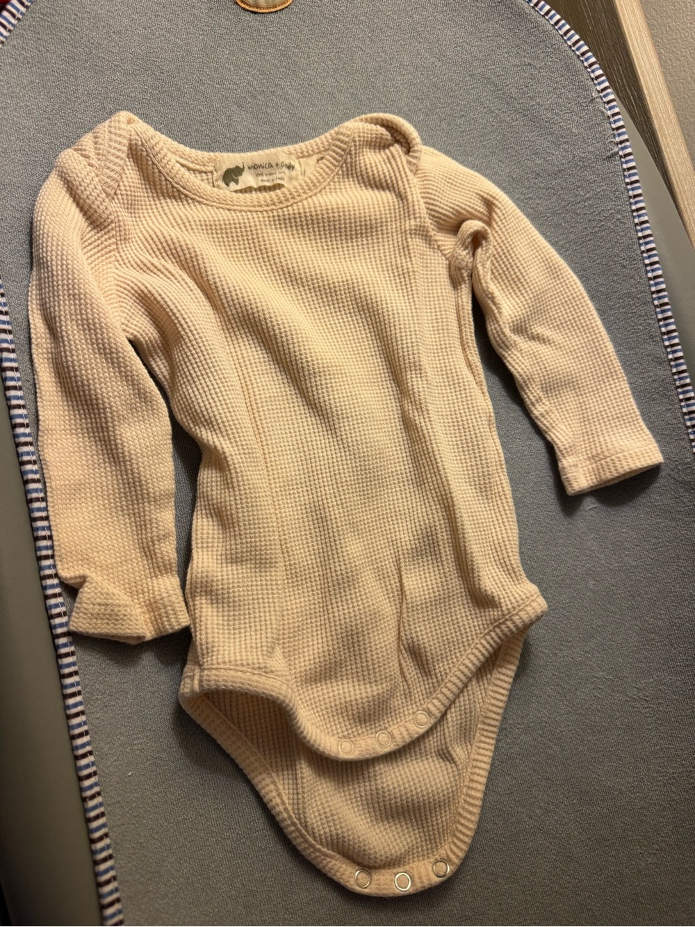 Organic Waffle Long-Sleeve Baby Bodysuit in Cream by Monica+Andy